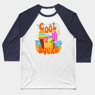 Cool Squad Summer Time Vibes Beach Ice Cream Baseball T-Shirt